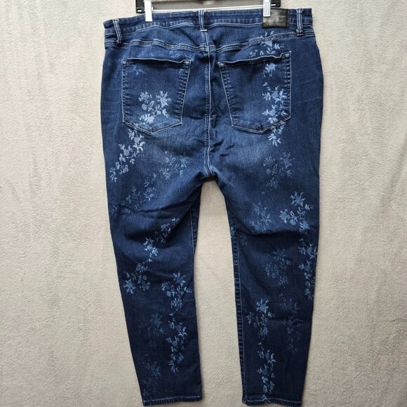 Lucky Brand 22W Hayden Skinny Medium Wash Denim Jeans Floral Bleach Distress Plu - Picture 8 of 14